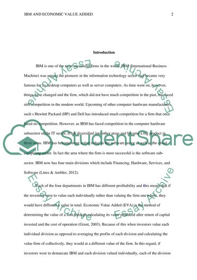 IBM and Economic Value Added (EVA)