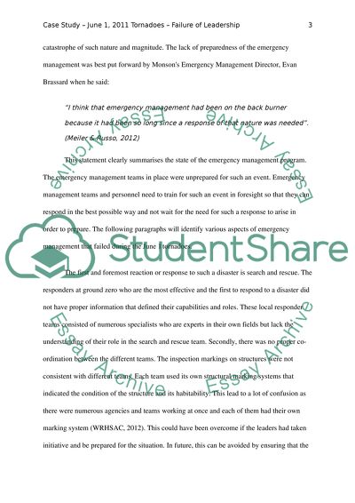 Tornadoes - Failures of Leadership