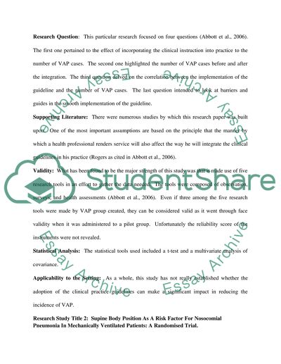 Critical analysis of research Evidence