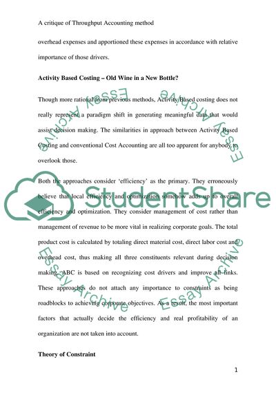 Throughput Accounting: A Critique of This New Method of Accounting