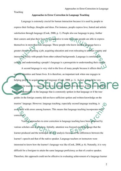 Approaches to Error Correction in Language Teaching