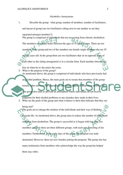 Analysis of Alcoholics Anonymous