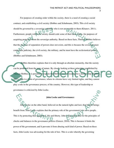 The Patriot Act and Political Philosophers