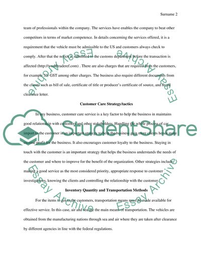 The Import of Vehicles Business