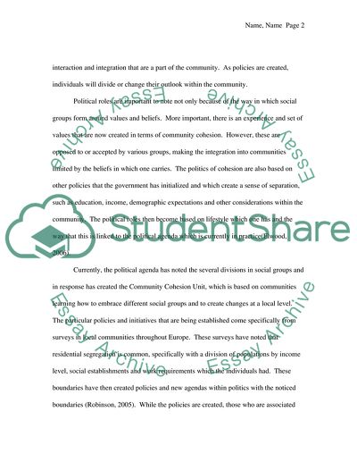 The Concept of Integration and Community Cohesion