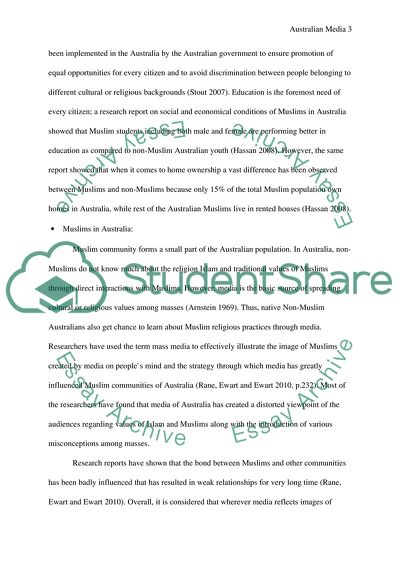 Influence of Australian Media Specifically on Muslim Communities