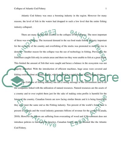 Collapse of Atlantic Cod Fishery