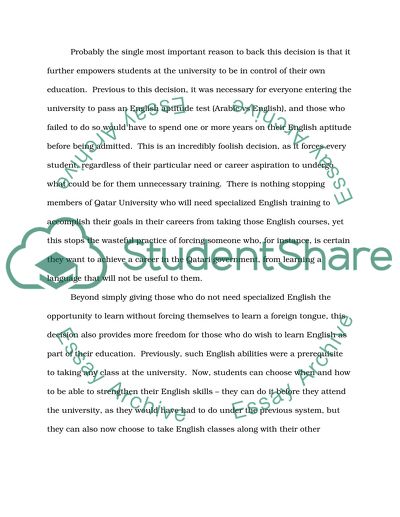 The Argument in Favor of Arabic in Qatari Schools