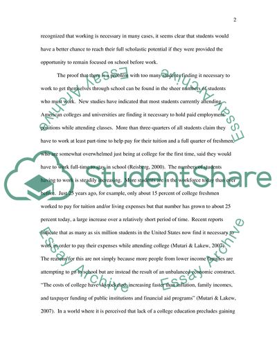 Working, a Necessary Evil for Students