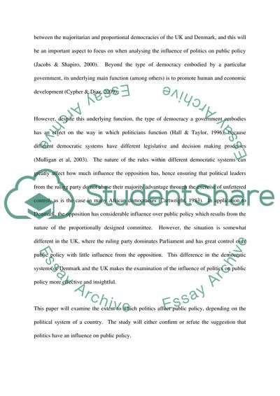 The Effects of Politics on Public Policy: The United Kingdom and Denmark