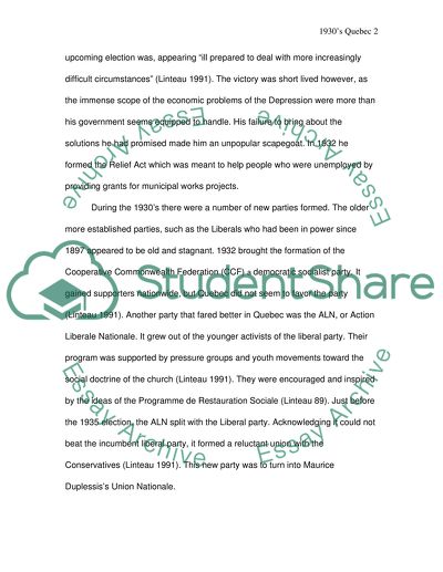 Politics of Quebec in the 1930s