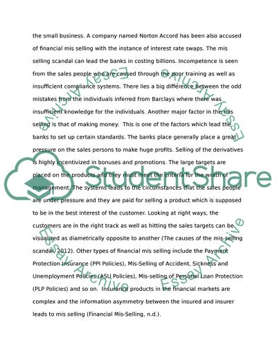 Analysis of the Financial Misselling