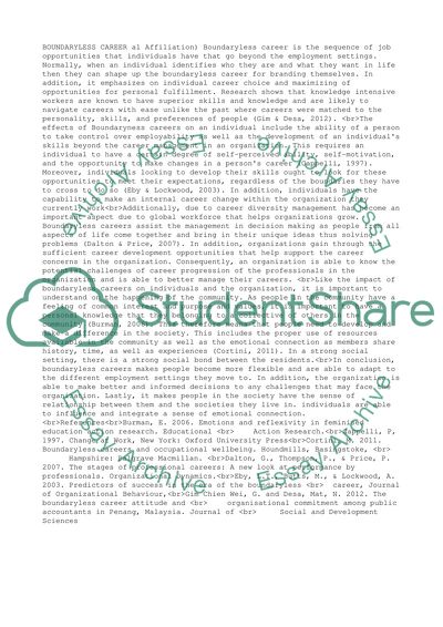 Critically examine thje effects of the 'Boudaryless Career' on individuals, organisation and society