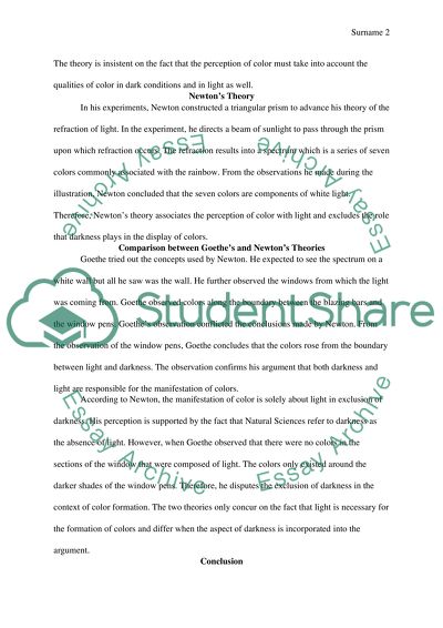 Compare Newton and Goethes theory described in a particular video
