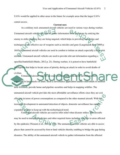 Uses and Application of Unmanned Aircraft Vehicles