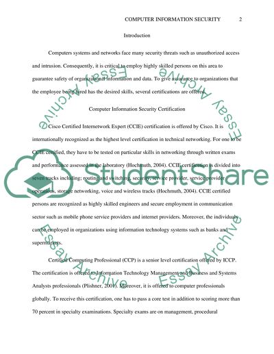 Computer Information Security Certification