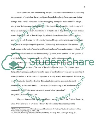 The Concept of Sentencing and PostSentence Supervision