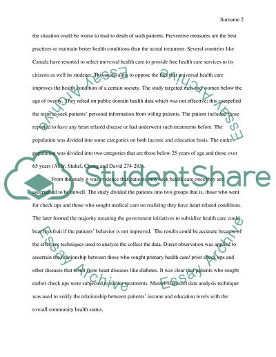 Socioeconomic Status and Poor Health Conditions in Society