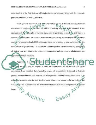 Philosophy of Nursing as Applied to Personal Goals