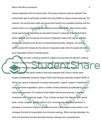 The effect of increased bank deposits ration with Chinese Central Bank