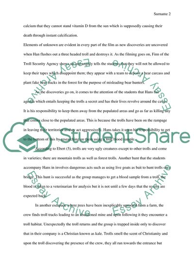 Elements of the Unknown and the Unexpected in the Film Trollhunter