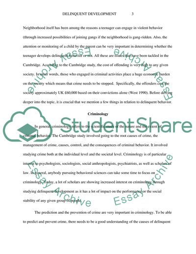 The Relevance of the Cambridge Study in Delinquent Development to Criminological Theory