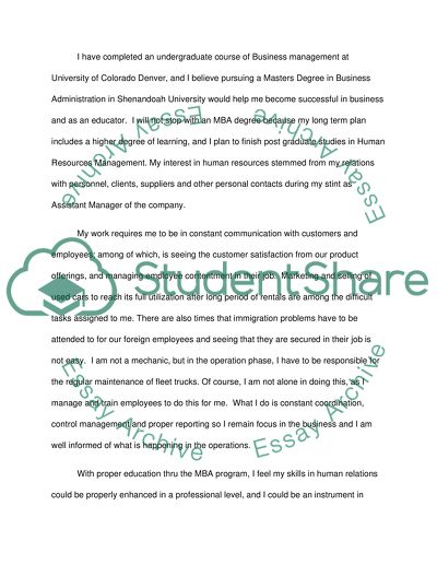 Personal statement for an MAB for international student