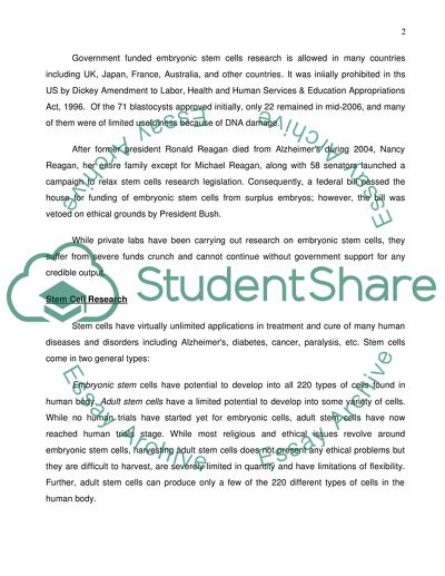 Stem Cell Research - The NIH, as the Federal governments leading biomedical research organization