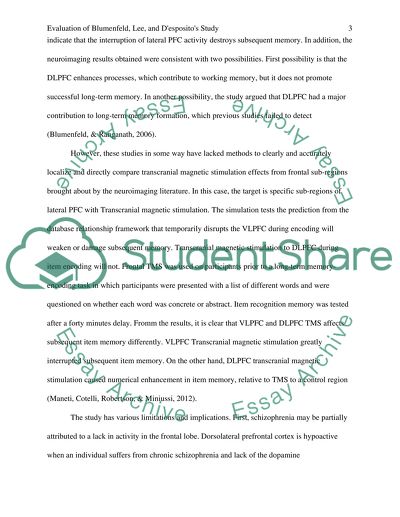 Evaluation of Blumenfeld and Despositos Study