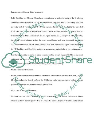 Implementing the Foreign Direct Investment in the Indian Markets