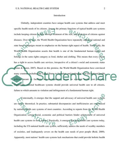 U.S. National Health Care System