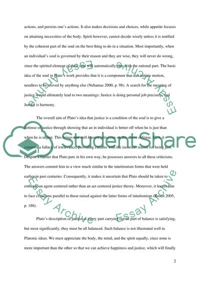 Platos Idea that Justice Is a Condition of the Soul