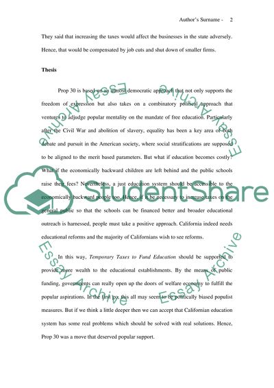 Prop 30 or Temporary Taxes to Fund Education