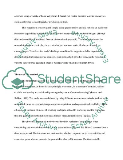 The Experiment: Research Evaluation of Qualitative Research Approach