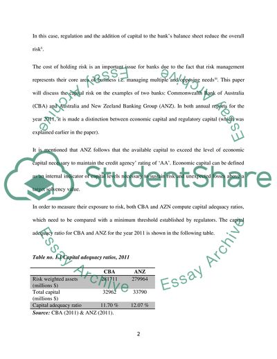 Analysis of Two Australian Banks in Matter of the Capital Risk Requirements
