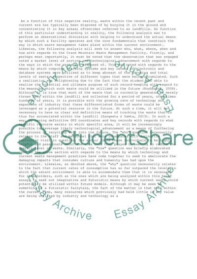 Field Reports to Crane Mountain Sanitary Landfill