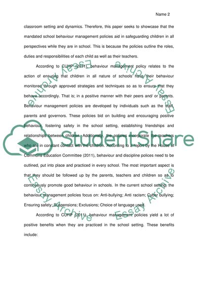 How the Current Behaviour Management Policies Safeguard Children