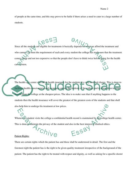 USA Student Health Center Campus Evaluation