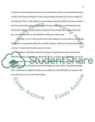 Compare the Maxwell and Pauly articles on Moral Hazard