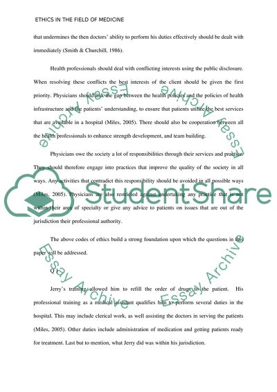 Ethics in the Field of Medicine