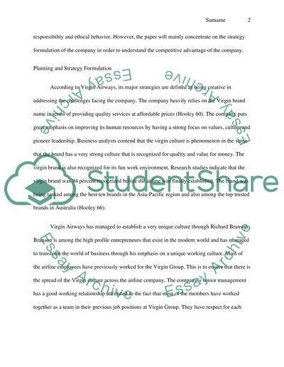 Virgin Airways Assignment