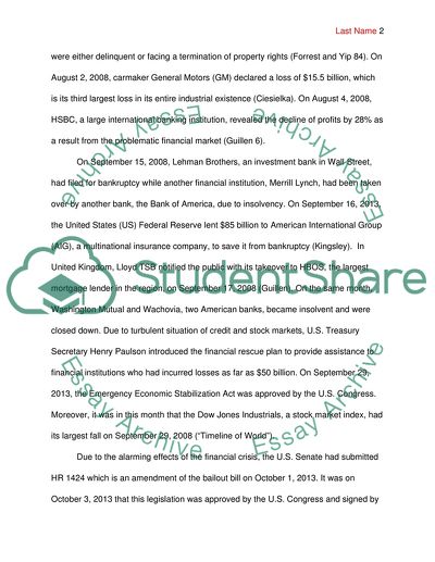 Engineering Economic: 2008 Financial Crisis