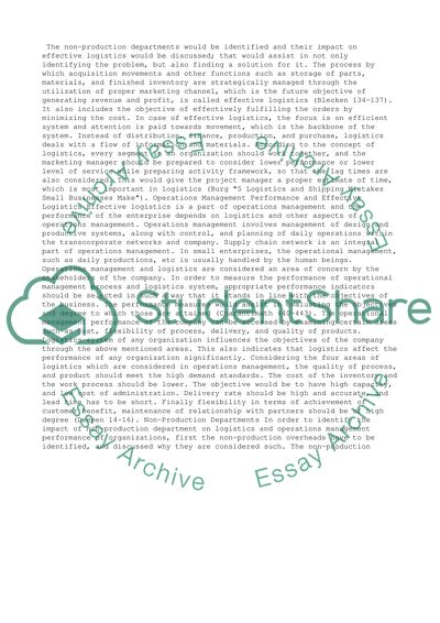 Effective Logistics and Operations Performance