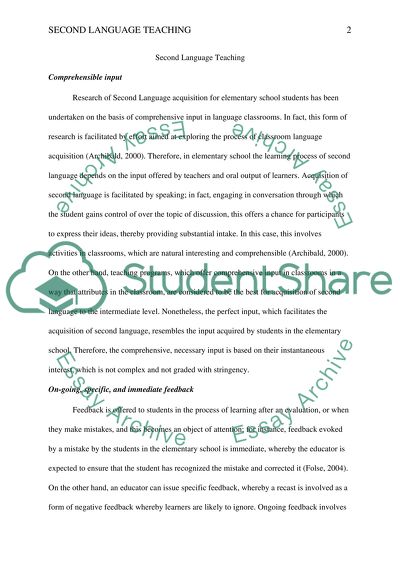 Second Language Teaching