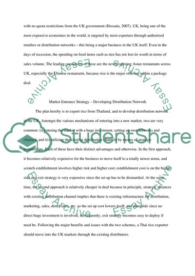 Distribution of Thai Rice in UK
