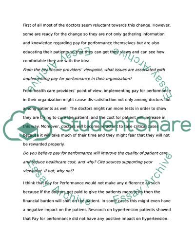 Pay for Performance and Its Purpose