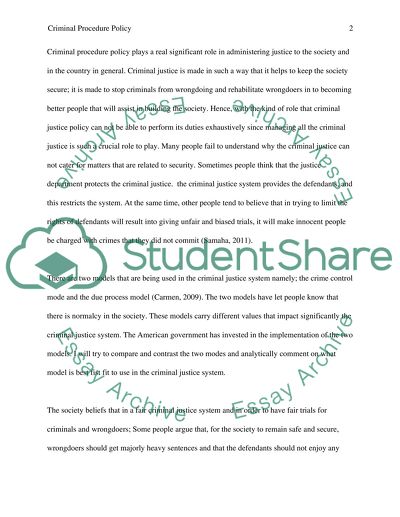 Criminal Procedure Policy Paper