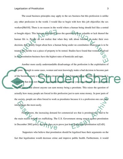 Legalization of prostitutes and drugs