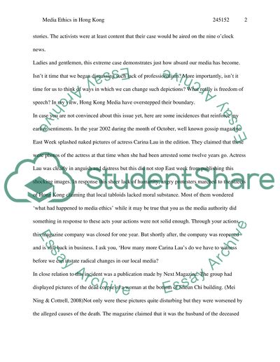 Persuasive Oral Presentation about paparazzimedia ethics in Hong Kong