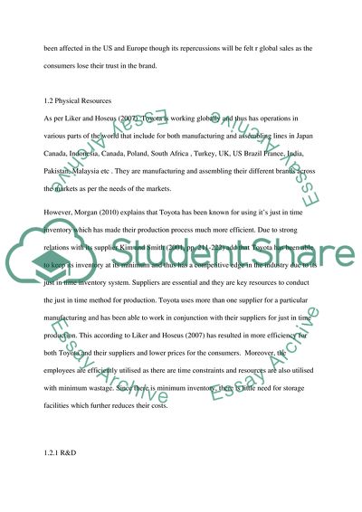 ANALYSIS AND EVALUATION OF EXTERNAL AND INTERNAL ENVIRONMENTS OF TOYOTA